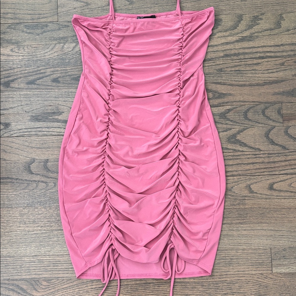 Elegant Pink Ruched Mini Dress